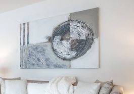 Bild, beige-grau-weiss-silber, 150 x 100 cm