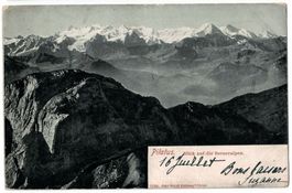 Pilatus mit Blick auf Berner Alpen, gelaufen 1905