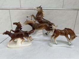 Porzellan Pferde, 3 Stück, Vintage.
