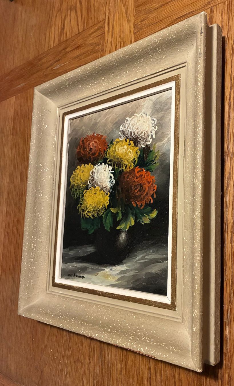 Gemälde: NUSSBAUMER - Chrysanthemen - Öl / Lw - Ca. 1950/60 – Gebraucht aus Meinisberg von duveen 5