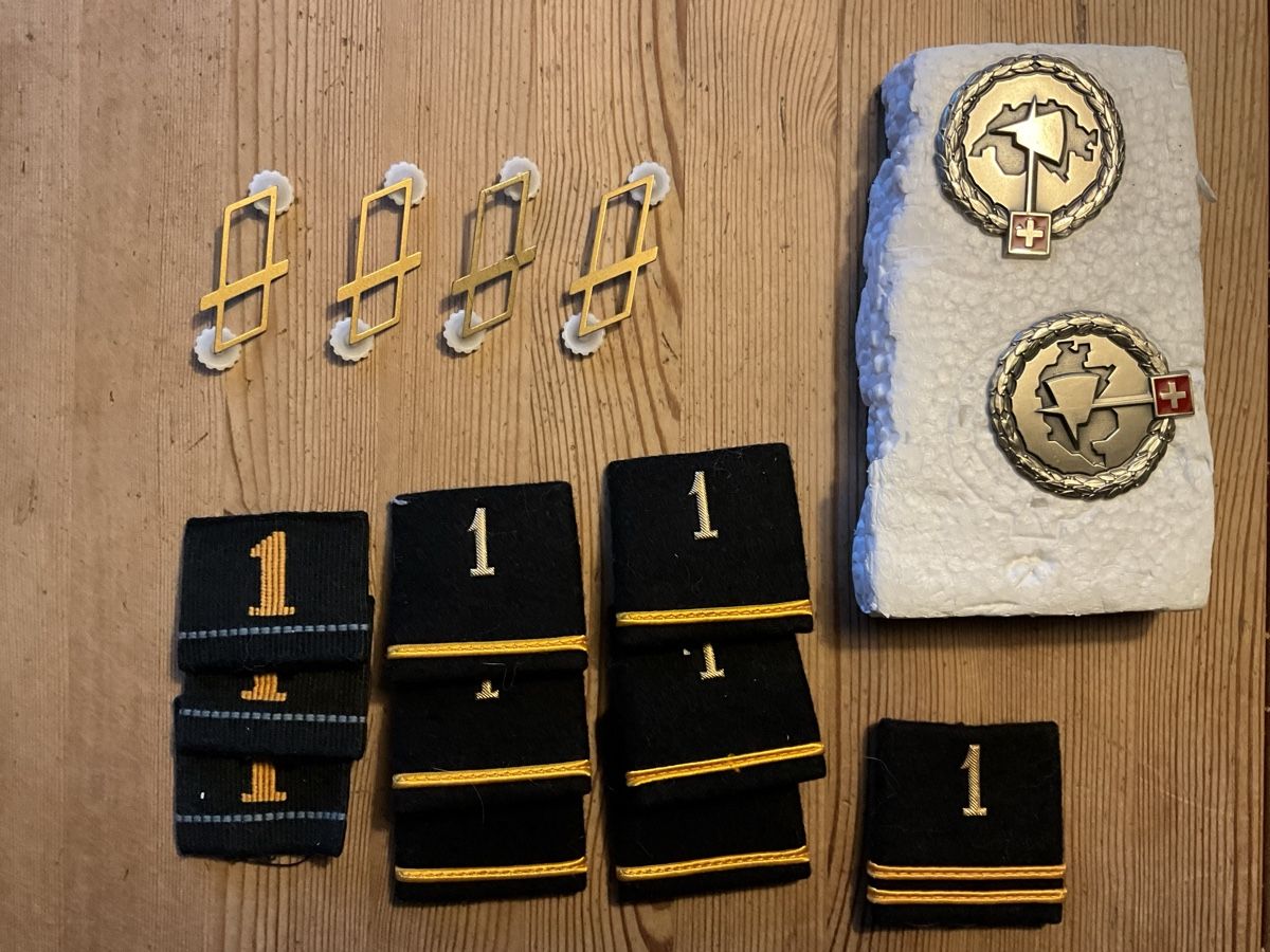 Schweizer Armee Uniformi: Diverse Gradabzeichen und Beret-Embleme – Usato da Grenchen venduto da Shyla1611