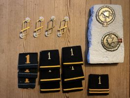 Diverse Gradabzeichen und Beret-Embleme
