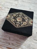 Boîte bijoux en velour+broderie or+pier