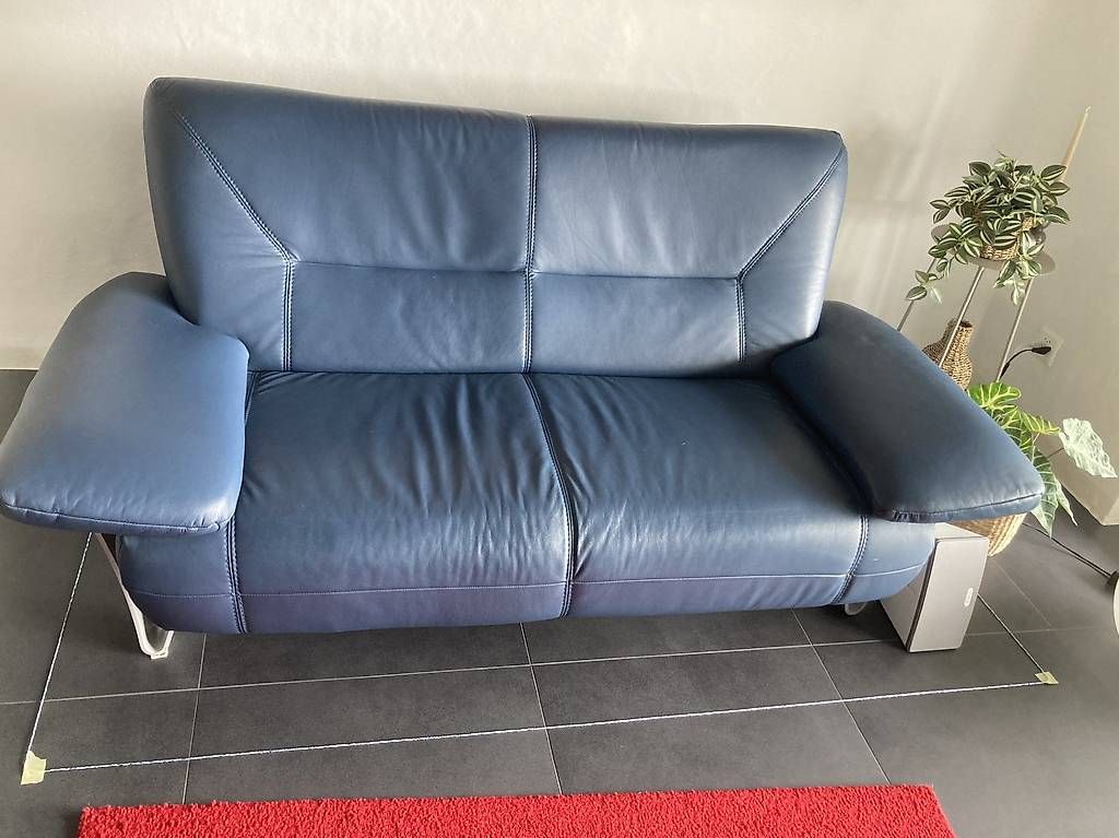 Divani: blaues Ledersofa 3er- & 2er  – Usato da Innerberg venduto da gabrielasteiner 2