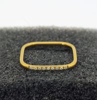 Edelstahlring 18K vergoldet, Quadrat mit Zirkoniaband 
