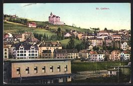 AK St. Gallen, Ortsansicht am Berg, 1906