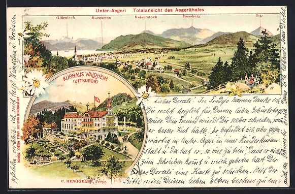 Cartes postales: Unter-Aegeri, Kurhaus Waldheim mit Umgeb – D'occasion à Berlin par bartko-reher