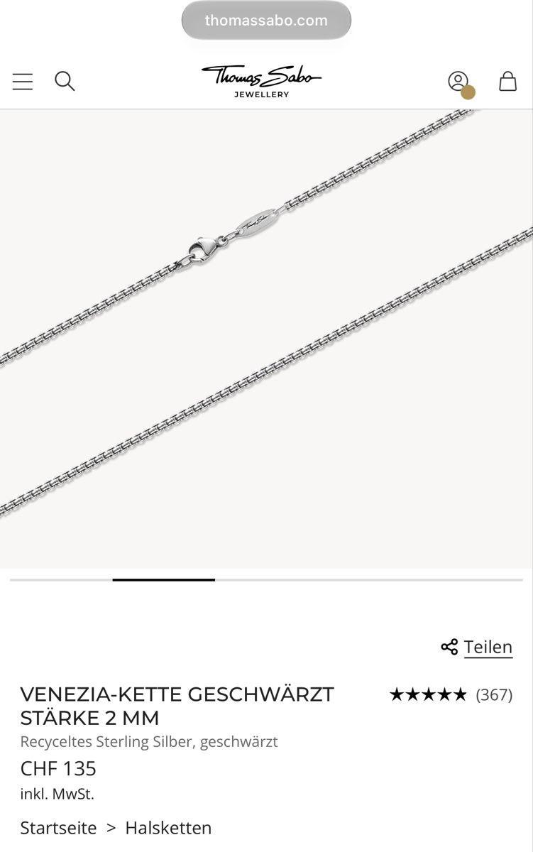 Thomas Sabo Catenine: Thomas Sabo Kette - Lilie mit Beads – Usato da Winterthur venduto da Concorde12 8