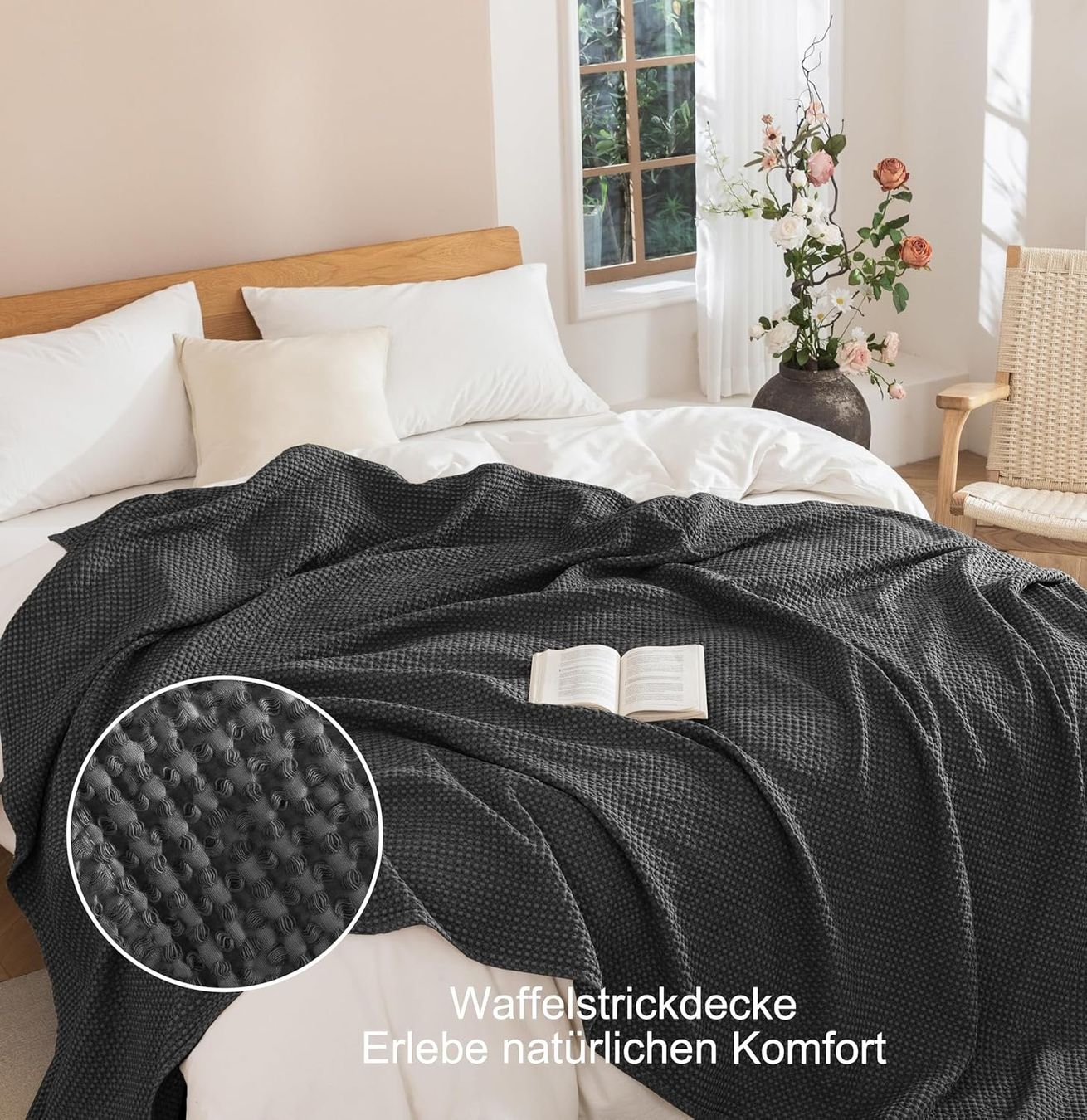 Coperte: Baumwoll Tagesdecke 150x200 Waffeloptik Grau – Nuovo e nell'imballaggio originale da Suhr venduto da SchnapperCH 6