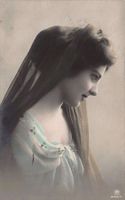 Romantik: Junge Dame mit schwarzem Schleier, gelaufen 1911