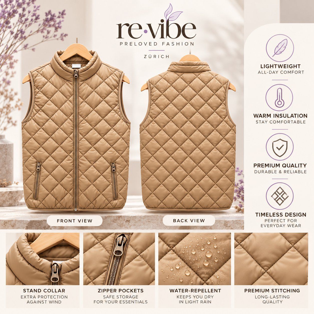 Gilets & Westen: Beige Quilted Vest – Effortless Chic – Neu (gemäss Beschreibung) aus Obfelden von sib_8l25 2