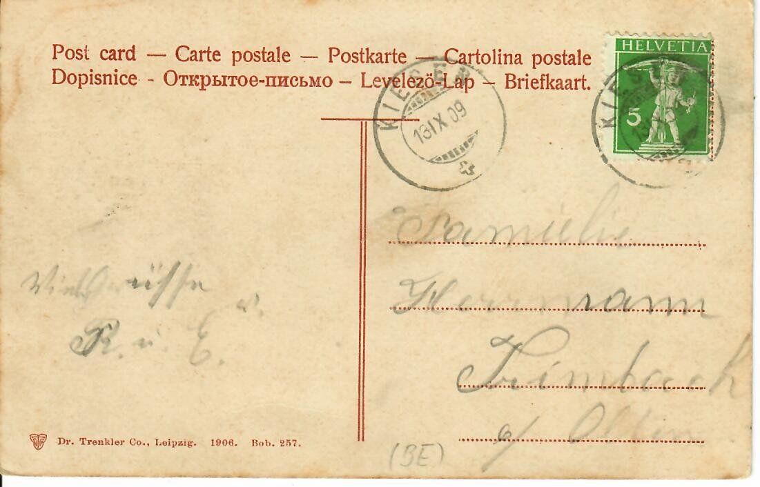 Ansichtskarten: Unterseen und Interlaken  1909 – Gebraucht aus Hochdorf von Ziegel-16 1