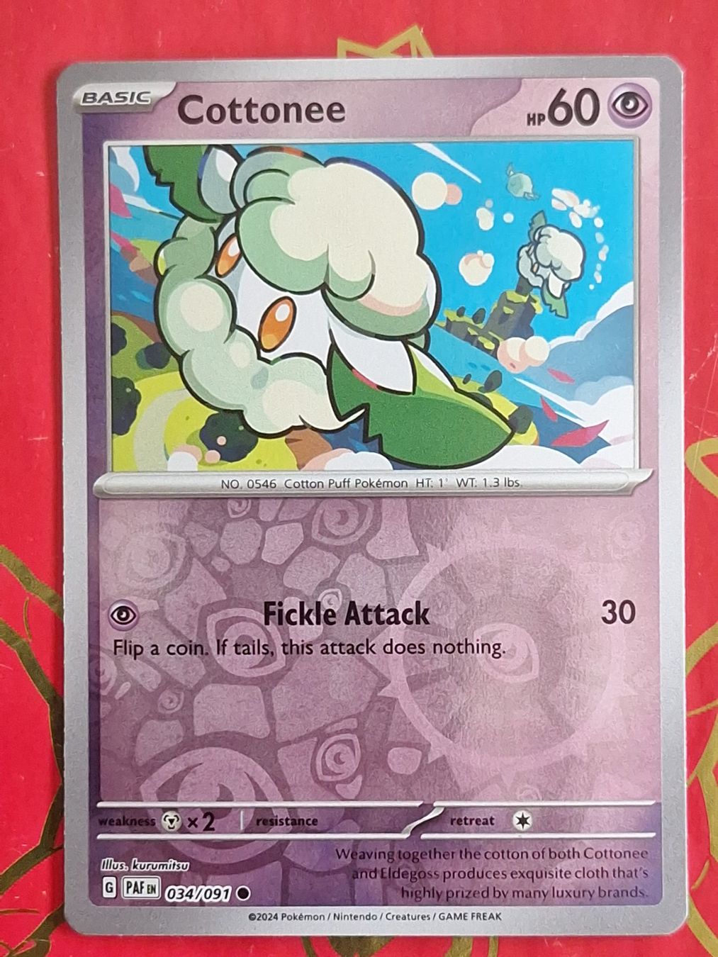 Pokémon Carte collezionabili: Cottonee - Pokemon Reverse Holo Paldean Fates – Usato da Altstätten SG venduto da GGsGameshop