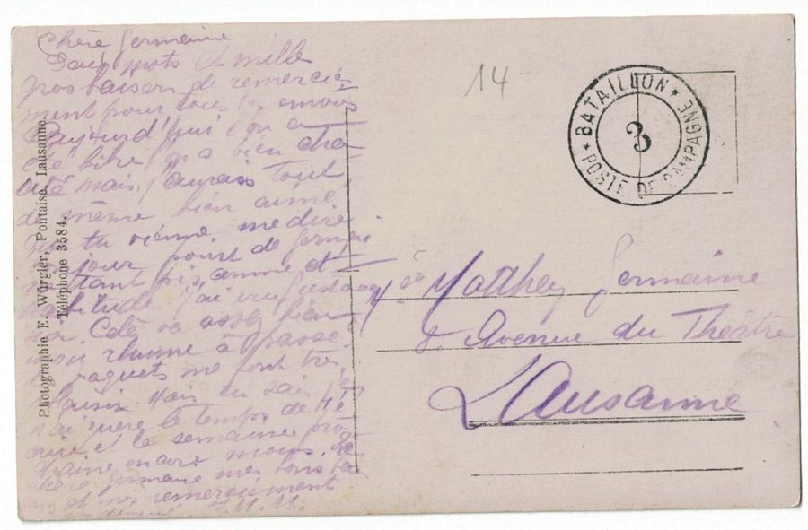 Ansichtskarten: Armee Musique, poste de campagne 1911 BATAILLON 3 – Gebraucht aus Frauenfeld von POML 1