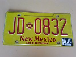 Nummernschild New Mexico JD-0832 gebraucht