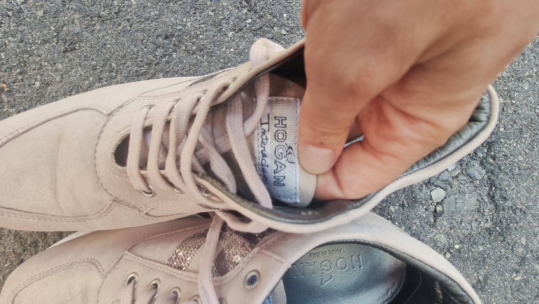Scarpe da donna: Chaussures Hogan à paillettes rose – Usato da Vevey venduto da fer3ica 2