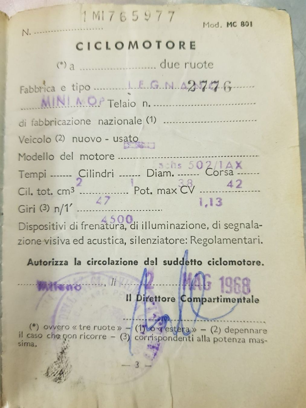 Ciclomotori: motorino legnano – Usato da Lugano venduto da Bernardino04 9