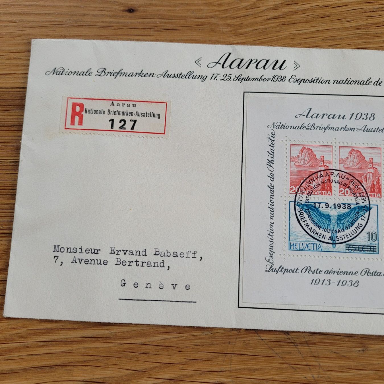 Tutti i francobolli: Luftpost Aarau 1939 Genève – Usato da Biel/Bienne venduto da Destockweb
