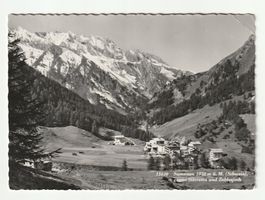 Postkarte Samnaun gegen Silvretta und Zeblesjoch, Gelaufen