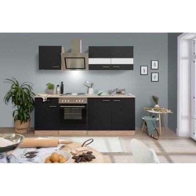 Cucine complete: 807 - Küchenzeile Singleküche 210cm Eiche/Sägerau/Schwarz – Nuovo e nell'imballaggio originale da Wallenwil venduto da toesstalvertrieb 2