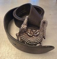 Vintage Ledergürtel AMAPOLA mit grosser Alligator Schnalle
