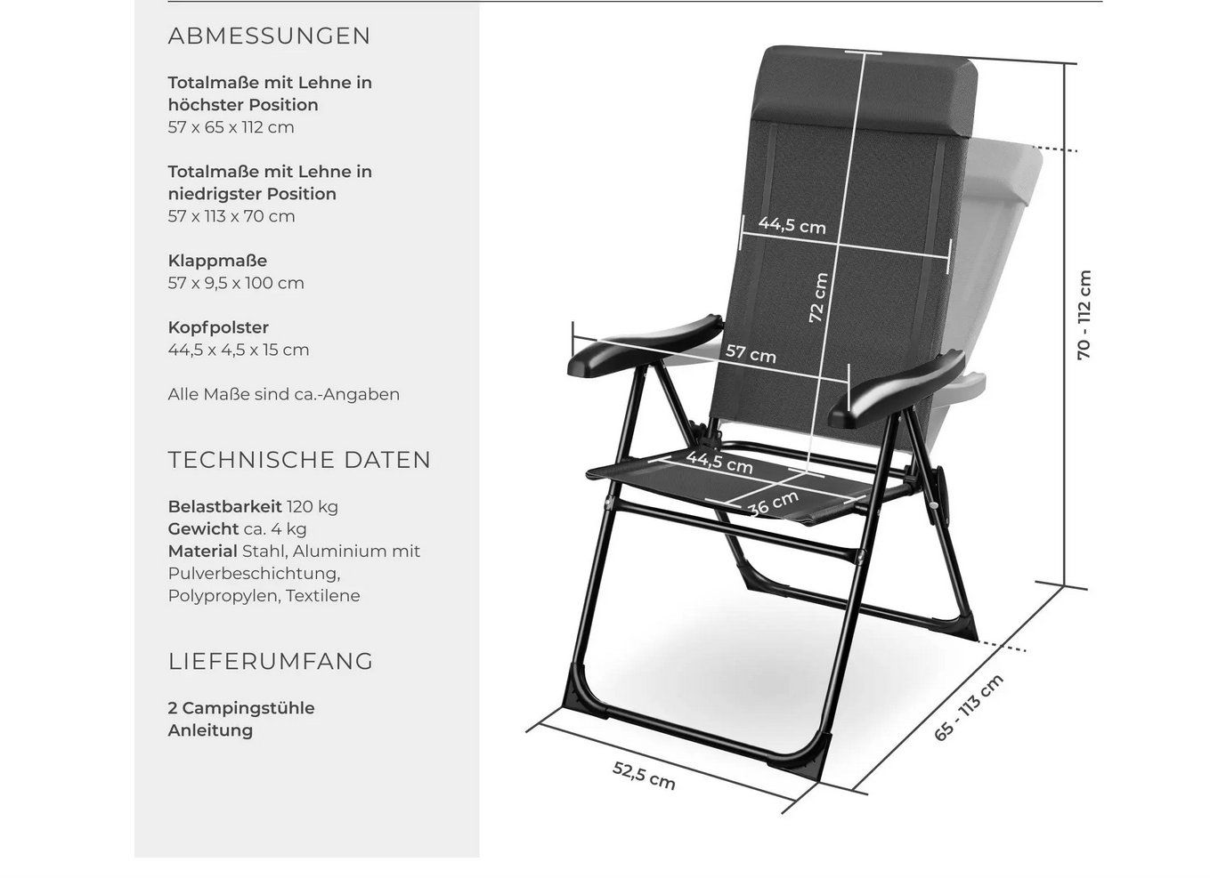 Sedie: Gartenstuhl Campingstuhl 2er Set – Nuovo (secondo la descrizione) da Steinhausen venduto da Retourenprofis 2