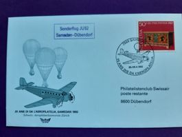 Flugbrief Sonderflug JU 52 Samedan-Dübendorf 27.4.1992
