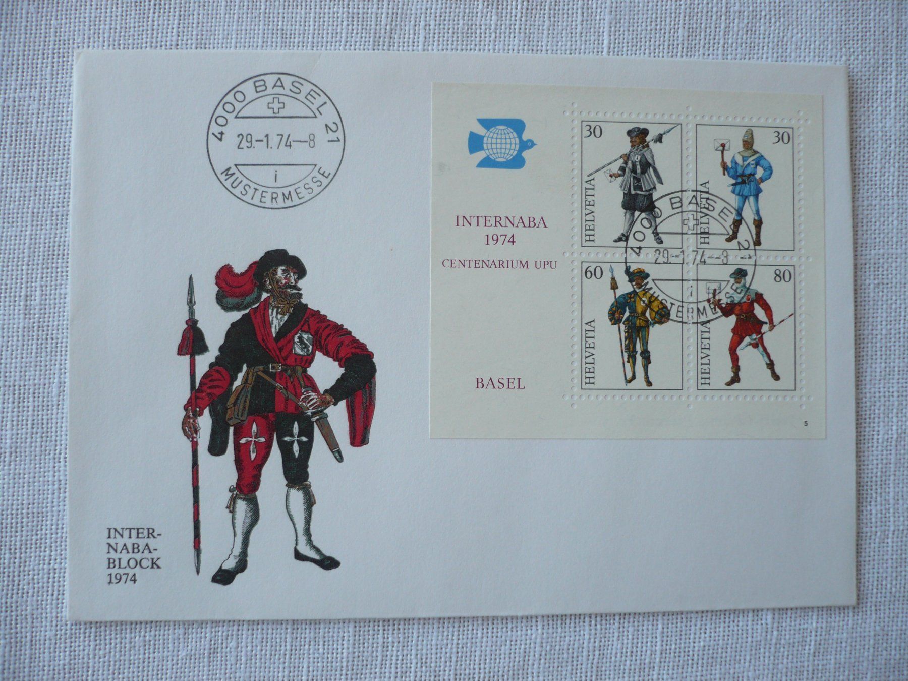 Alle Briefmarken: 29.1.74 FDC Block INTERNABA SBK W50 – Gebraucht aus Zürich von saltandpepper008