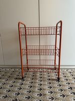 Rolling 3-Tier Wire Shelf Unit Orange