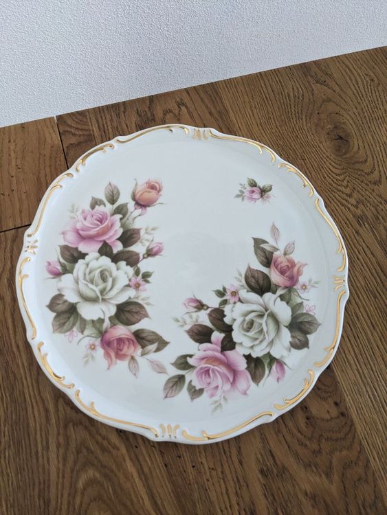 Vintage Kuchen Teller Rosen Gold | Kaufen auf Ricardo