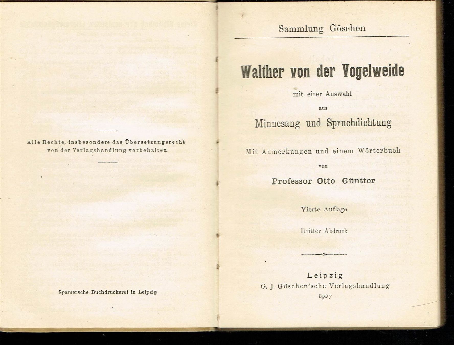 Libri: Otto Güntter - Walther von der Vogelweide – Usato da Nunningen venduto da mercury-for-books 2