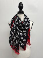 Alexander McQueen Seide Schal Totenkopfmuster, Rot/Schwarz