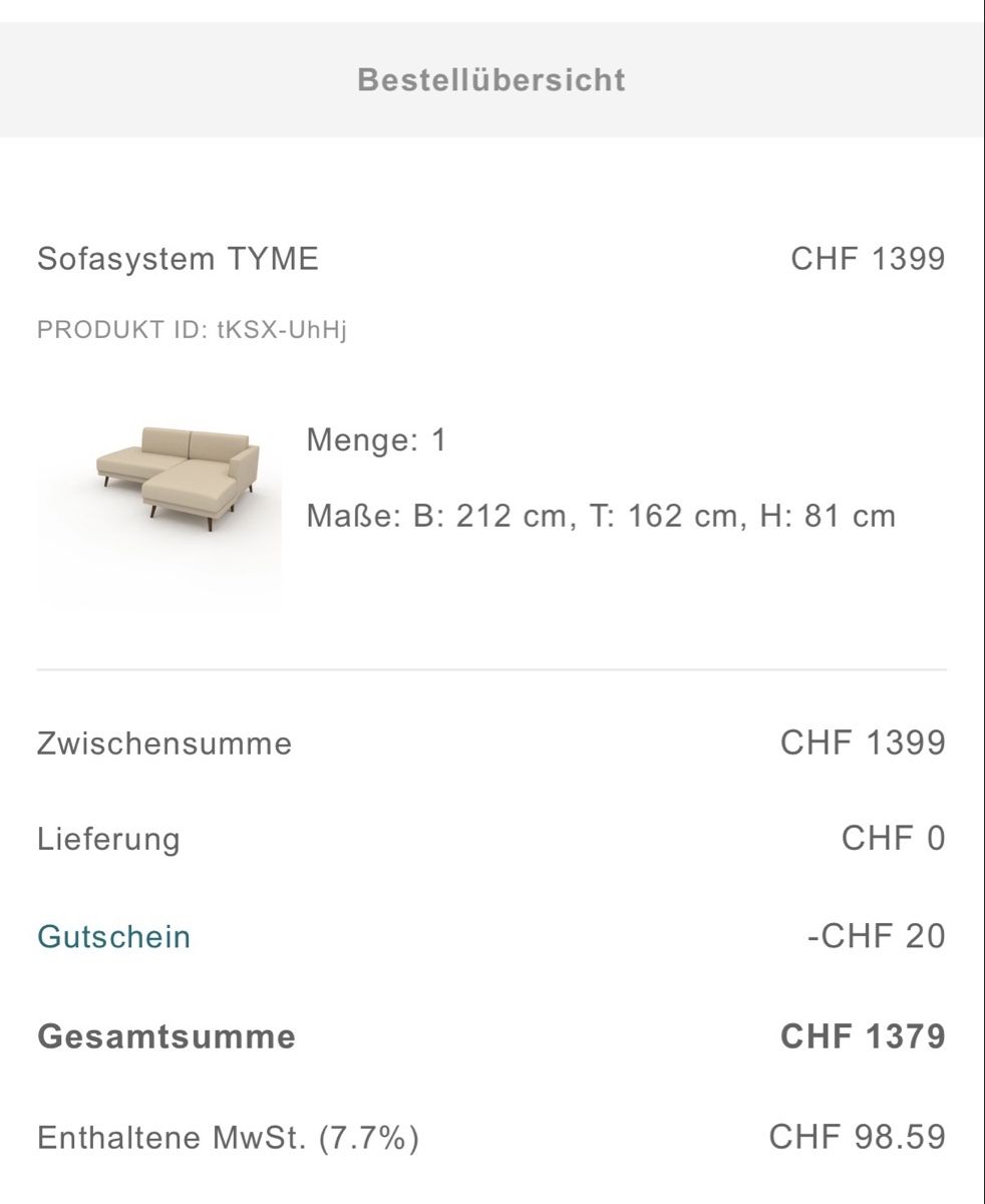 Divani: MYCS Sofa TYME - beige mit Récamiere – Usato da Zürich venduto da AH8001 2