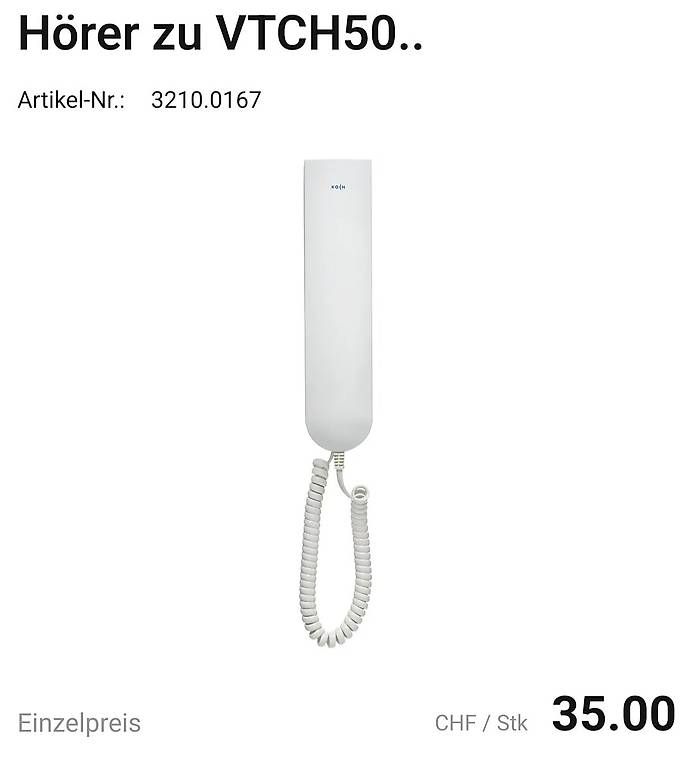 Telefoni: Hörer Koch VTCH50, neu – Nuovo e nell'imballaggio originale da Regensdorf venduto da Hrochan