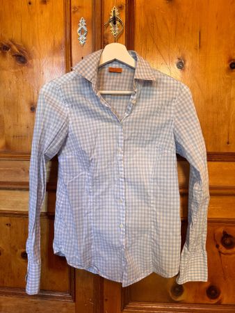 BRULI Bluse, Gr. 36, hellblau weiss kariert, Swiss Made