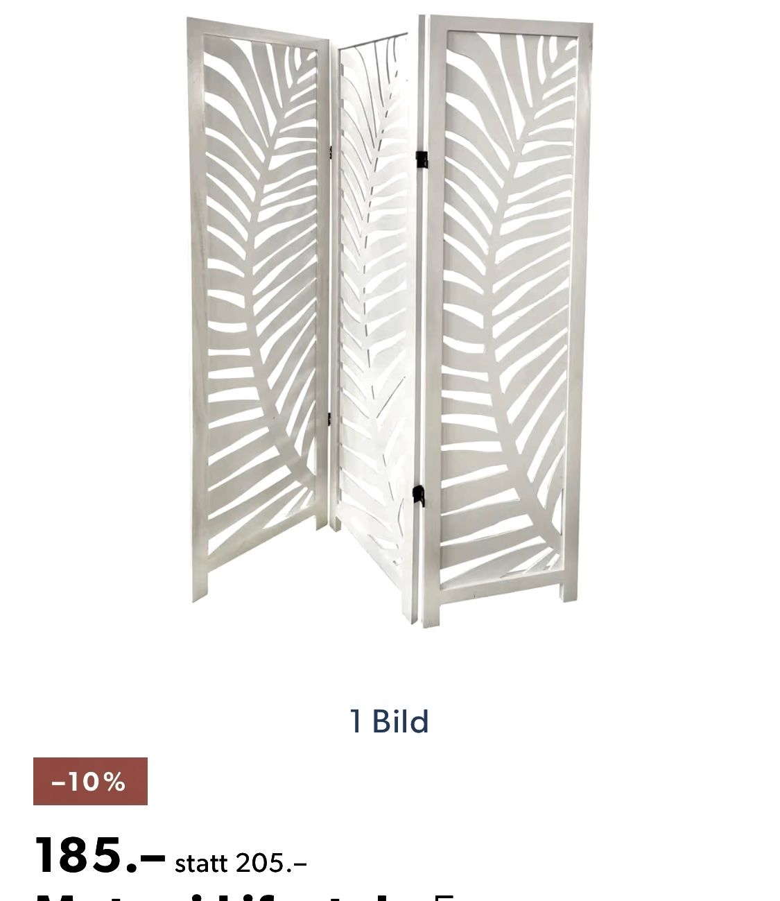 Paraventi: Holz Paravent Weiss – Nuovo (secondo la descrizione) da Zollikofen venduto da AureusManus 1