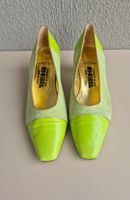 PUMPS MICHEL MADE ITALY NEON GRÜN 38 VELOUR LEATHER SCHUHE