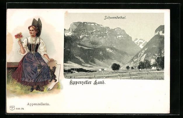 Cartoline postali: Präge-AK Appenzell, Schwendethal mit Ap – Usato da Berlin venduto da bartko-reher