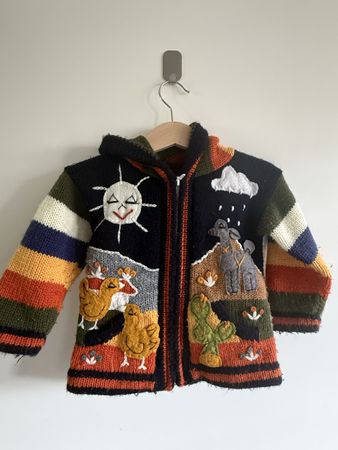 Kinder Strickjacke mit Kapuze, Grösse 86