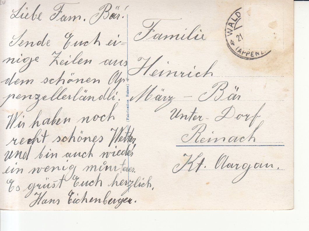 Cartoline postali: Waldstatt ca. 1940 – Usato da Bürglen TG venduto da StampGraf 1
