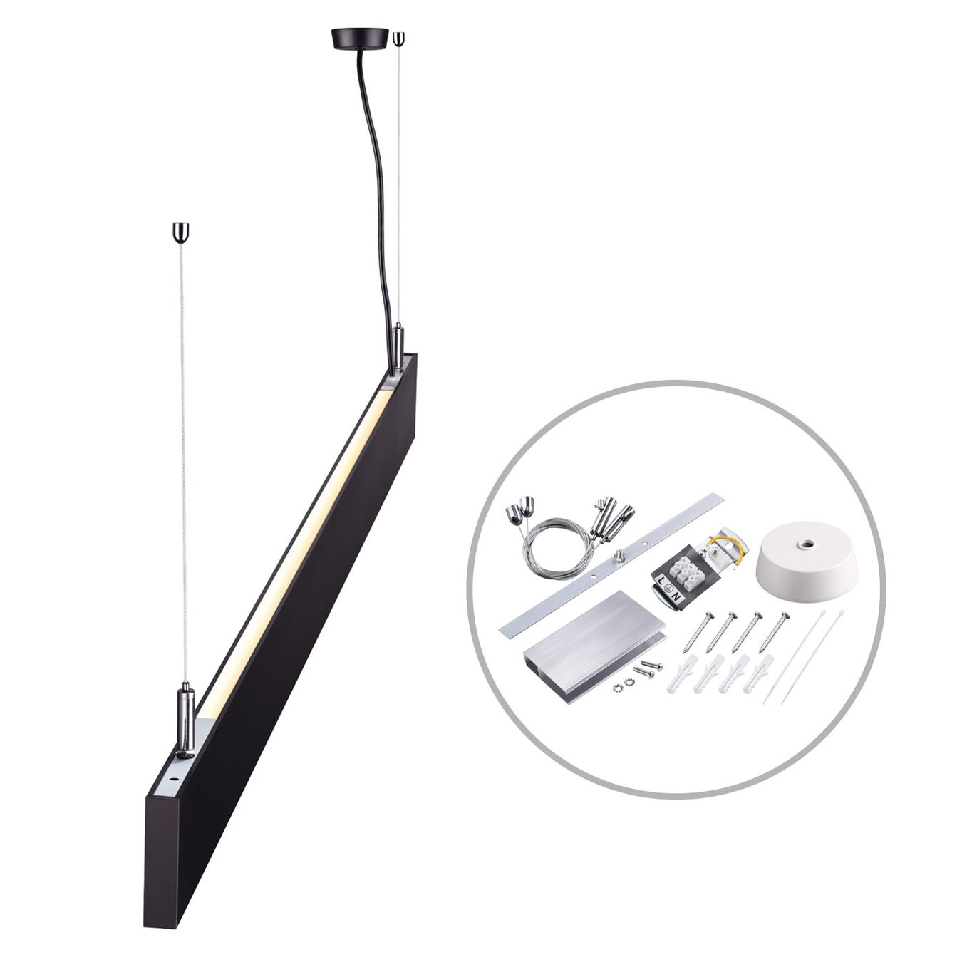 Lampadari & plafoniere: LED Pendelleuchte, Schwarz, 120 cm Länge – Nuovo (secondo la descrizione) da Kreuzlingen venduto da Smart-Light 3