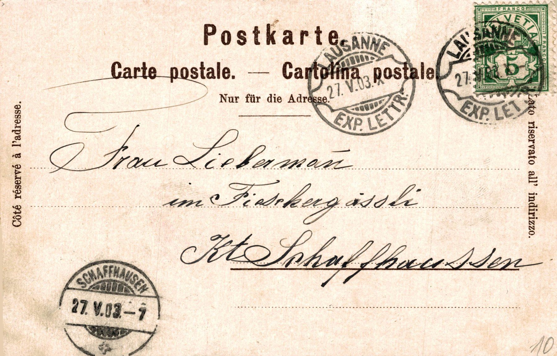 Cartoline postali: Lausanne – Usato da Bronschhofen venduto da Astore 1