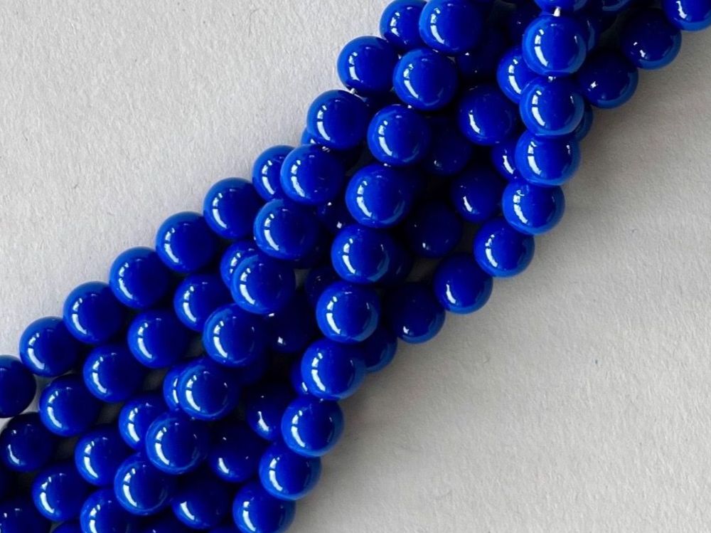 Perlen (unechte): Glasperlen blau  8mm / 1 Strang, ca. 52 Stück – Neu und originalverpackt aus Stallikon von perlenliebe 2