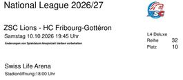 2 Top Sitzplätze ZSC Lions vs HC Fribourg-Gottéron (10.10)