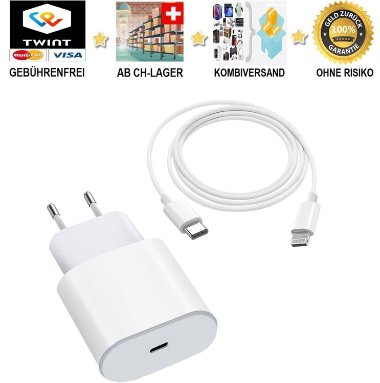 Chargeur Rapide 20W + Cable USB-C Lightning pour iPhone 14 / 14