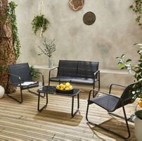 Gartenset aus Metall und Textilene Anthrazit Sitzgruppe