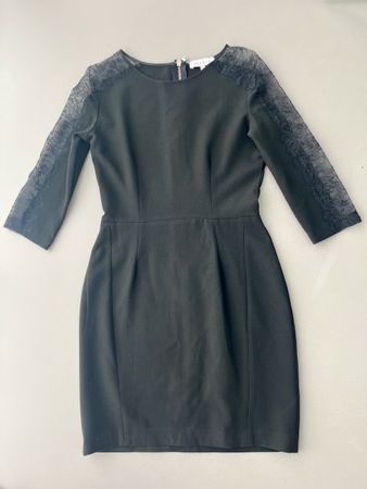 Sandro Black Dress with Lace Sleeves - Size 1 (Small)