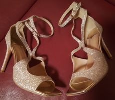 Glamour Sandalen Gr. 37 Glitzer Gold NEU