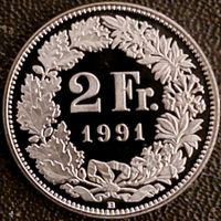 2 Franken 1991 stgl. / aus Münzsatz