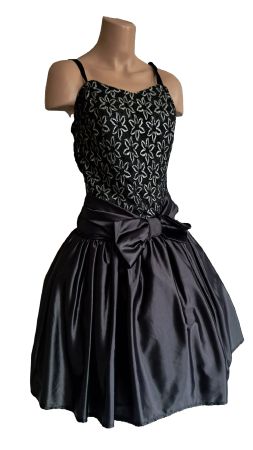 Partykleid schwarz mit silberschimmernderm Muster XL